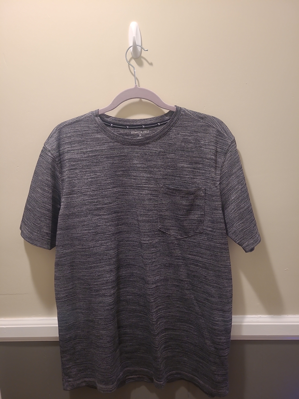 Kenneth Cole Active Front Pocket Dark Gray Men's Crewneck T-shirt Size XLarge